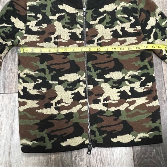 SML Sport Camouflage Double Zipper Sweater Small Green Brown Black Cream - Picture 11 of 15